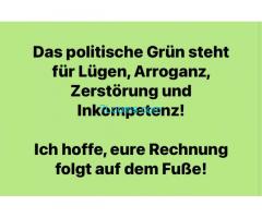 Das politische Grün steht für Lügen, Arroganz, Zerstörung und Inkompetenz!