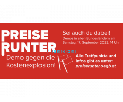 PREISE RUNTER ! DEMO gegen die Kostenexplosion ! 17.09.2022 14:00 in allen Bundesländern !