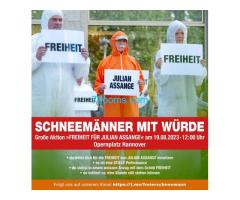 Schneemänner mit Würde! Freiheit für Julian Assange 19. Aug. 2023 12:00 Opernplatz Hannover!