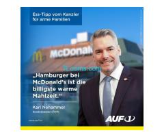 Hamburger bei McDonalds ist die billigste warme Mahlzeit für arme österreichische Familien!