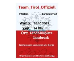 Team _Tirol_Offiziell Inflation Bargelderhalt Demo 26. Okt. 2023 14:00. Landhausplatz Innsbruck!