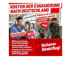 Kosten der Evakuierung nach Deutschland ; por Person aus Israel 300,- für Deutsche!