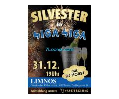 Silvester im SIGA SIGA 31.12.2023 19:00  LIMNOS Ternitz, Puchbergerstr. 18 !