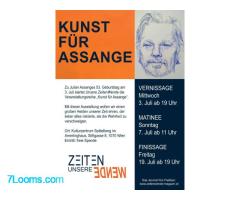 Kunst für Assange 3. Jul 19:00i ; Matinee Sonntag 7 Juli 11:00 ; Finissage Freitag 19. Juli 19:00