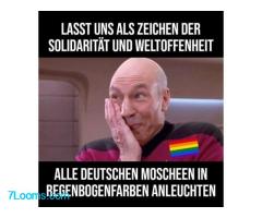 LASST UNS ALS ZEICHEN DER SOLIDARITÄT UND WELTOFFENHEIT ALLE DEUTSCHEN MOSCHEEN IN REGENBOGENFARBEN 