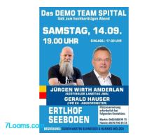 Das DEMO TEAM Spitall lädt zum hochkarätige Abend Samstag 14.09.24 19:00 Ertlhof Seeboden !