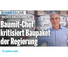 Baumit-Chef Baumit kritisiert Baupaket der österreichischen Regierung! NIchts angekommen beim Bürger