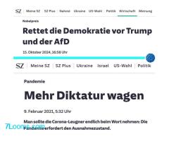 SuedDeutsche Nobelpreis Rettet die Demokratie vor Trump und der AfD 15. Oktober 2024, 16:58 Uhr