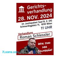 Rechtsanwalt Dr. Roman Schiessler Gerichtsverhandlung 28.Nov. 2024 11:00 Uhr 1010 Wien, Justizpalast