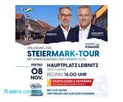 Einladung zur Steiermark Tour mit MARIO KUNASEK und HERBERT KICKL Freitag 08.Nov.2024 1600; Leibnitz