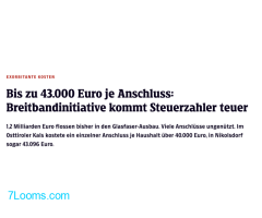 Breitbandinitiative Österreich: Hohe Kosten für die Steuerzahler bis zu 43.000,- Euro pro Haushalt