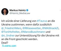 RA Dr. Markus Haintz & @Haintz MediaLaw Ich würde einer Lieferung von #Taurus an die Ukraine zus