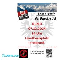 Demo für den Erhalt der Demokratie 07.12.2024 14:00 Landhausplatz Innsbruck Tirol !