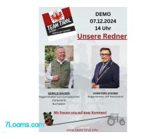 Demo für den Erhalt der Demokratie 07.12.2024 14:00 Landhausplatz Innsbruck Tirol !