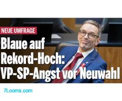 Neue Umfrage in Österreich FPÖ Blaue auf Rekordhoch: VPÖ SPÖ Angst vor Neuwahl !