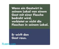 Wenn ein Gastwirt in seinem Lokal von einem Gast mit einer Flasche bedroht wird, verbietet er nicht