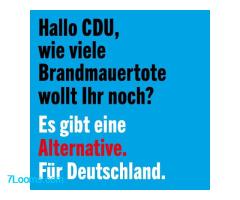 Hallo CDU, wieviele Brandmauertote wollt ihr noch ? Es gibt eine Alternative für Deutschland !