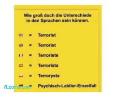 USA = Terrorist UK = Terrorist France = Terroriste Spain = Terrorista Poland = Terrorysta Deutschlan