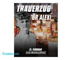 Freitag 21.2.25 18:00 treffen wir uns am Michaelerplatz dem ermordeten Alex die letzte Ehre zu erwei