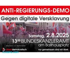 Wir gehen am 2. Aug. 2025 13:00 gegen digitale Versklavung und Totalüberwachung auf die Straße.