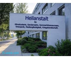 Heilanstalt für  Klimahysterie,  Genderwahn,  Sommerhitzenneurosen,  Virenpanik, Mediengläubigkeit,
