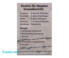Strafen für illegalen Grenzübertritt: Nordkorea: Todesstrafe Singapur: 6 Monate Gefängnis