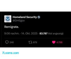 Homeland Security ist für Remigration. Bitte informiert das OVG-Münster und seine Ultras in der AfD.