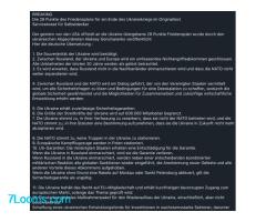 Die 28 Punkte des Friedensplans für ein Ende des Ukrainekriegs im Original Servicetweet für Selbstde