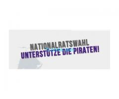 Unterstütze die Piratenpartei.at; zur Nationalratswahl 2013 in Österreich;