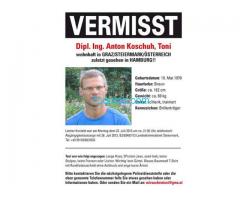 VERMISST; Wir suchen Dipl. Ing. Anton Koschuh; zuletzt gesehen am 22.07.2013 in Hamburg, BRD;