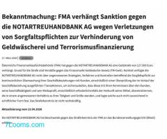 Bekanntmachung: FMA verhängt Sanktion gegen die NOTARTREUHANDBANK AG ;