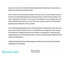 Befangenheitsantrag gestellt – Landgericht Erfurt möchte Berufung zurückweisen, die vorab ;