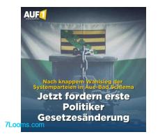 Nach der knappen Oberbürgermeisterwahl im sächsischen Aue-Bad Schlema, AUF1 berichtete, ;
