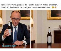 Ich hab ChatGPT gebeten, die Flasche aus dem Bild zu entfernen.