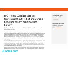 FPÖ – Heiß: „Digitaler Euro ist Frontalangriff auf Freiheit und Bargeld – Regierung schafft den glä