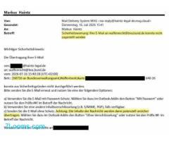 Das Bundesverwaltungsamt kann keine verschlüsselten E-Mails entgegennehmen und verschickt ;