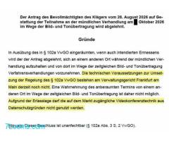 Das VG Frankfurt, ein Gericht in einer deutschen Metropole, ist technisch nicht dazu in der Lage ;