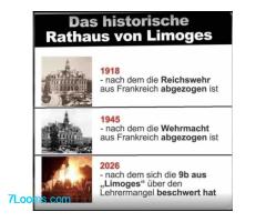 Das historische Rathaus von Limoges 1918 - nach dem die Reichswehr aus Frankreich abgezogen ist ;