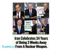 Der Iran feiert 34 Jahre, in denen er noch drei Wochen von einer Atomwaffe entfernt ist….  ;
