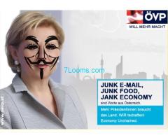 Junk E-Mail, Junk Food, Jank Economy; sind Worte aus Österreich; ÖVP will mehr Macht!  2013/09