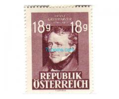 Biete: Briefmarke Grillparzer 18 g Republik Österreich;