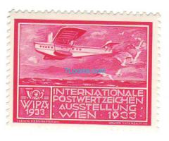 Briefmarke Internationale Postwertzeichen Ausstellung Wien 1933 Flugzeug; WIPA; druckfrisch;